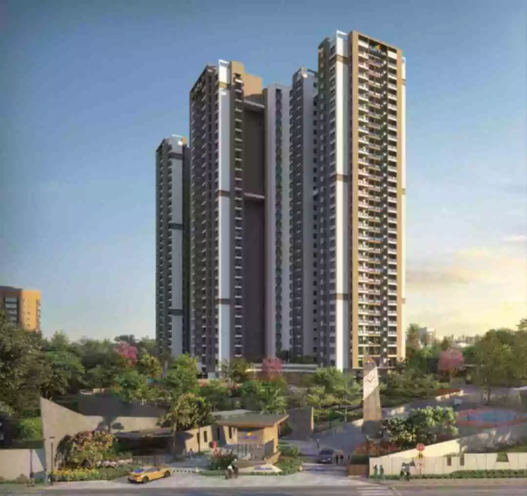 Sattva Forest Ridge elevation view — 3 G+30 residential towers around a central forest walk on 4 acres at Anjanapura, JP Nagar 9th Phase